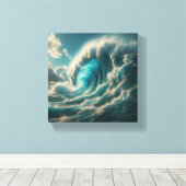 Toile Géant majestueux Blue Wave - Puissance océanique d (Insitu (Plancher de Bois))