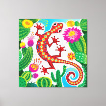 Gecko du Sud-Ouest avec Fleurs de Cactus