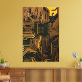 Toile Geek Sortie carte circuit électronique orange PCB  (Insitu(Salon))