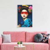 Toile Geisha avec masque rouge et coiffure culturelle mo (Insitu(Salon))