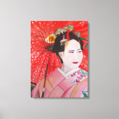 Toile Geisha japonais avec parapluie rouge art original (Recto)