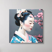 Geisha Japonais Dans Un Jardin En Fleurs De Cerisi