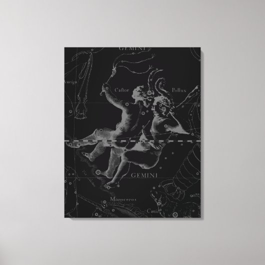 Toile Gemini Constellation Map Engraving par Hevelius (Recto)