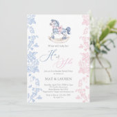 Toile Gender Reveal Invitation Kaart (Staand voorkant)