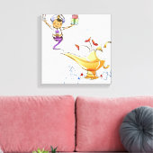 Toile Genie apportant une maison et des cadeaux d'une la (Insitu(Salon))