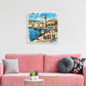 Toile Genoa Harbor Lighthouse Scene Canvas Art (Insitu(Salon))