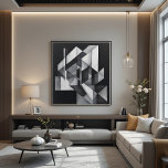 Toile Geometric Symphony<br><div class="desc">Elevate your decor with this black and white geometric art. Interconnected shapes create depth and sophistication. Ideal for modern and minimalist environments that value timeless elegance and bold design.</div>