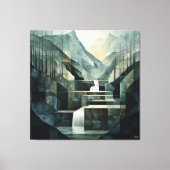 Toile Géométrie de cascade Abstraite monochromatique (Recto)