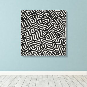 Toile Géométrie de Maze noir et blanc - Abstrait minimal