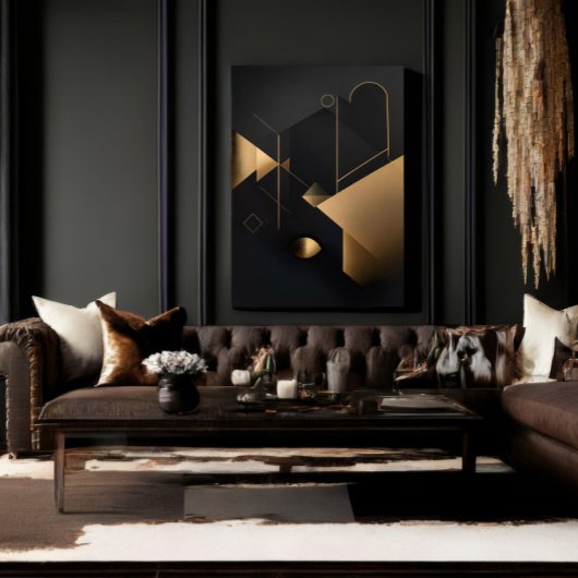 Toile Géométrie dorée abstraite