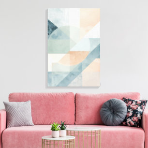 Toile Géométrie Pastel souple - Art Moderne Abstrait Imp