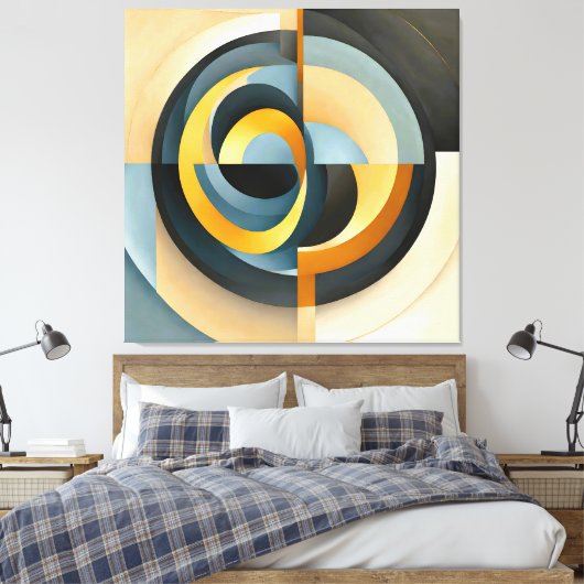 Toile Géométrie rétro Abstraite en cercles et rectangles (Insitu(Chambre))