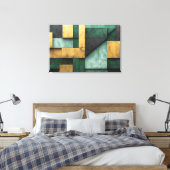 Toile Géométrie verte et or (Insitu(Chambre))
