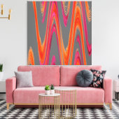 Toile Géométrique moderne Abstrait gris orange rose chau (Insitu(Salon))