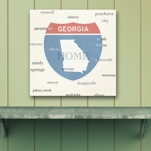 Toile Georgia State Cities Stretched Canvas Print