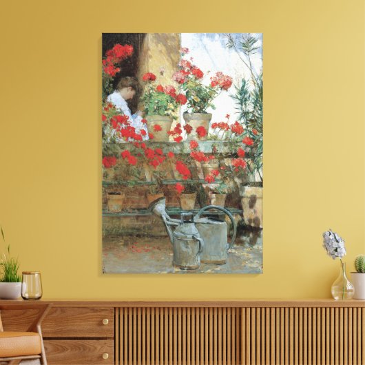 Toile Geraniums par Childe Hassam, Impressionnisme Vinta (Insitu(Salon))