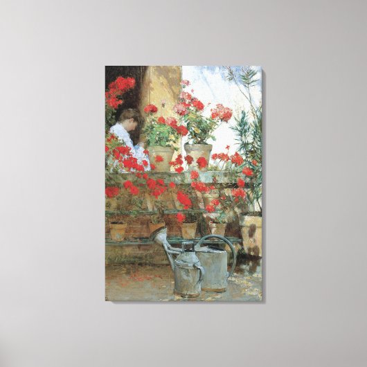 Toile Geraniums par Childe Hassam, Impressionnisme Vinta (Recto)