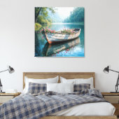 Toile Géraniums roses dans une vieille barque (Insitu(Chambre))