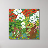 Geraniums rouge et blanc en pots 2013