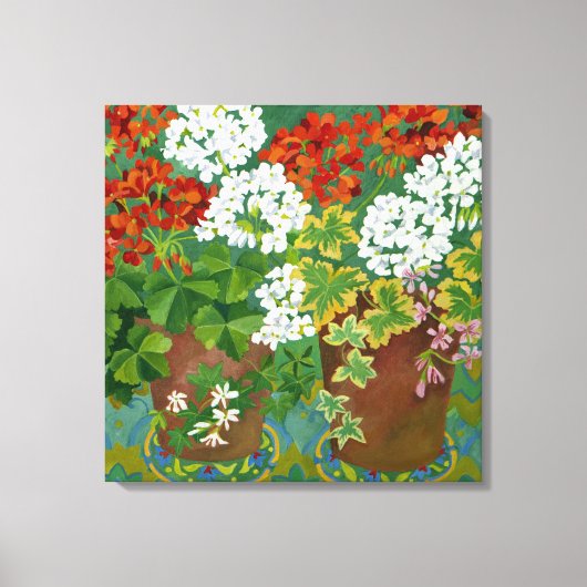 Toile Geraniums rouge et blanc en pots 2013 (Recto)