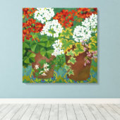 Toile Geraniums rouge et blanc en pots 2013 (Insitu (Plancher de Bois))