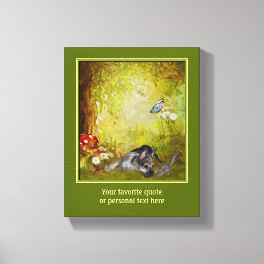 Toile German Shepherd Puppy Ajouter votre propre texte (Recto)