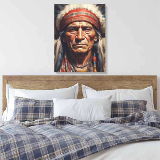 Toile Geronimo Portrait du chef guerrier indien (Insitu(Chambre))