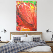 Toile Geste Vertical Abstrait en Rouge (Insitu(Chambre))