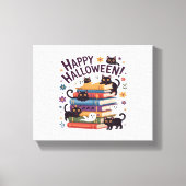 Toile Ghost Cat Lecture Livres Lover Cadeaux Halloween S (Recto)
