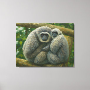 Toile Gibbon Companions - Portrait émotionnel de la faun