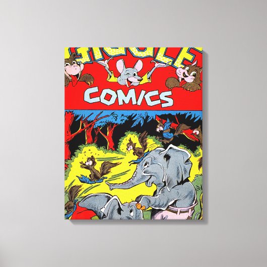 Toile Giggle Eléphant Animaux Comics Vintages (Recto)
