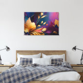 Toile Gilded Bloom – Abstract Floral Composition (Insitu(Chambre))