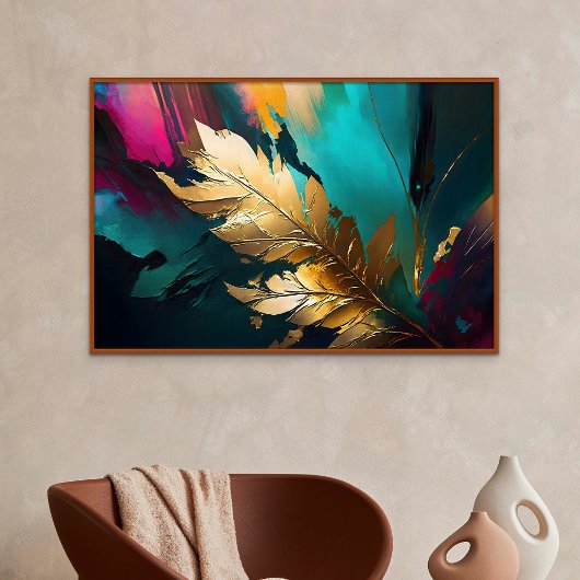 Toile Gilded Feather – Luxe Abstract Elegance
