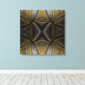 Toile Gilded Mosaic Luxe – Black & Gold Tiled Metal Wall (Insitu (Plancher de Bois))