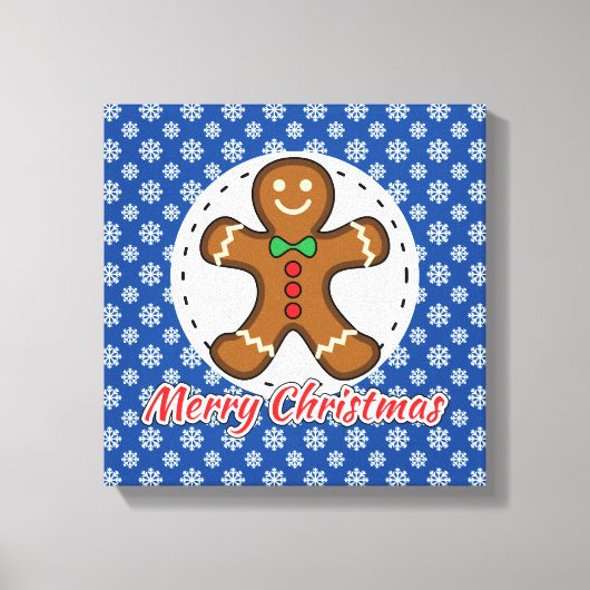 Toile Gingerbread - Patters bleus - Merry Xmas (Recto)