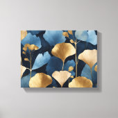 Toile Ginkgo bleu feuille or (Recto)