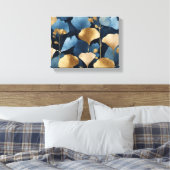 Toile Ginkgo bleu feuille or (Insitu(Chambre))