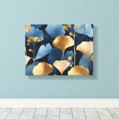 Toile Ginkgo bleu feuille or (Insitu (Plancher de Bois))
