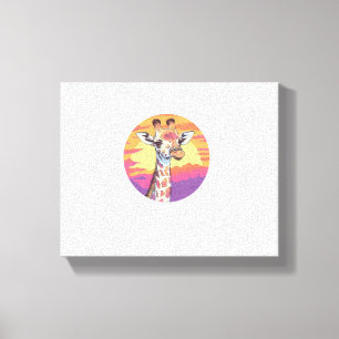 Toile Girafe avec ambiance safari et coucher de soleil A