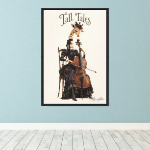 Toile Girafe avec un violoncelle
