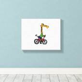 Toile Girafe Cool qui fait du vélo (Insitu (Plancher de Bois))