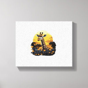 Toile Girafe Coucher de soleil Floral Animal Art Savane