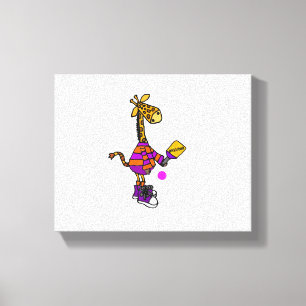 Toile Girafe drôle jouant au pickleball 