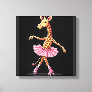 Toile Girafe en patins à roulettes avec un haut de tank