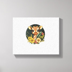 Toile Girafe Entourée De Fleurs Vibrantes