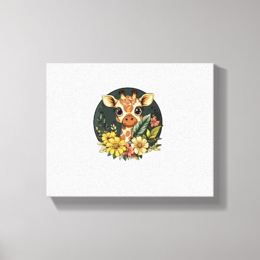 Toile Girafe Entourée De Fleurs Vibrantes (Recto)