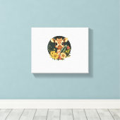 Toile Girafe Entourée De Fleurs Vibrantes (Insitu (Plancher de Bois))