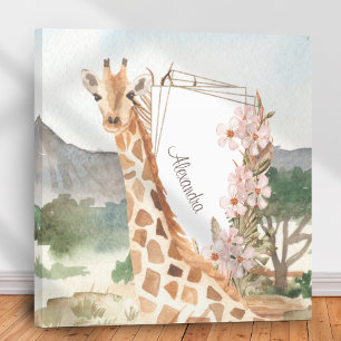 Toile Giraffe aquarelle en Savannah africaine