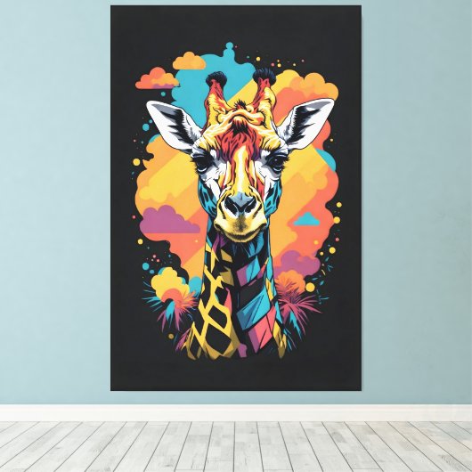 Toile Giraffe colorée (Insitu (Plancher de Bois))