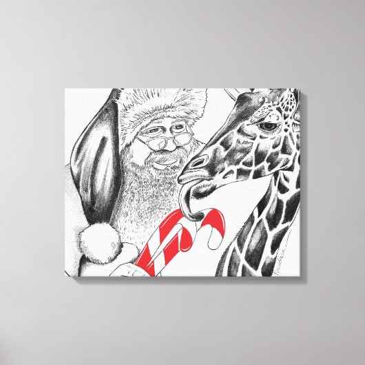 Toile Giraffe de Noël et Père Noël (Recto)